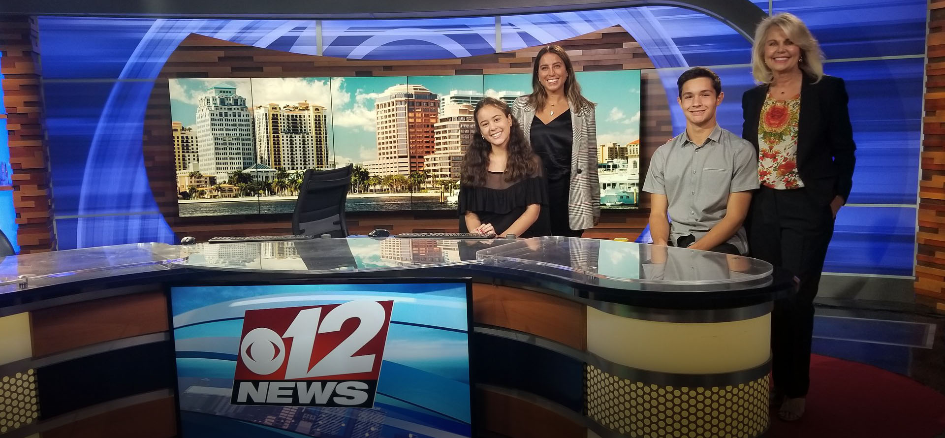 Participants of the Barb Schmidt Fellowship on set at CBS News Channel 12