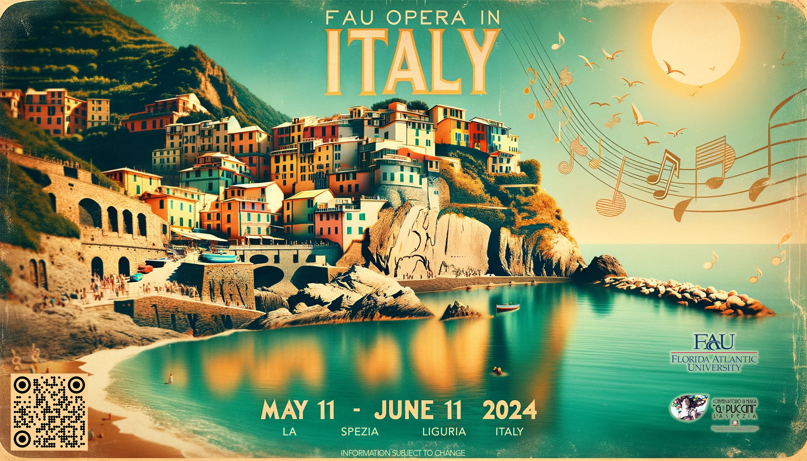 A poster for the FAU Opera in Italy Education Abroad program 2024