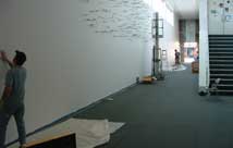 Artists at work in the Schmidt center Gallery Publ;ic Space.