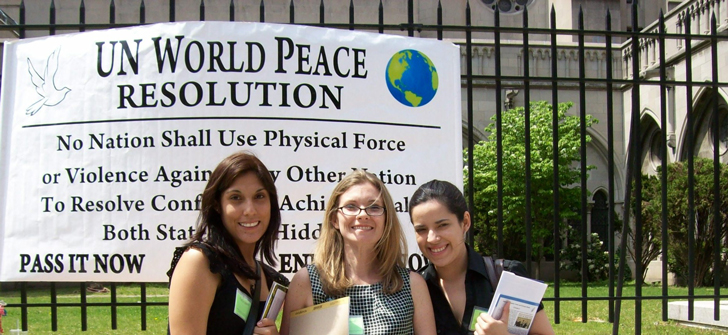 Leslie Salas, Ana Vidal and Nicole Shortt attending the 2010 Nuclear Non-Proliferation Review Conference, United Nations Headquarters, New York City, April 30-May 8.