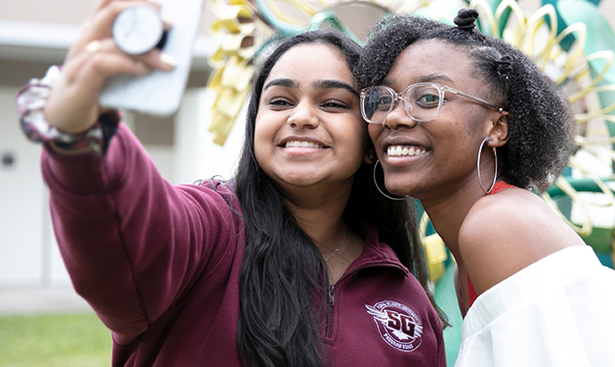 Two female students taking a selfie