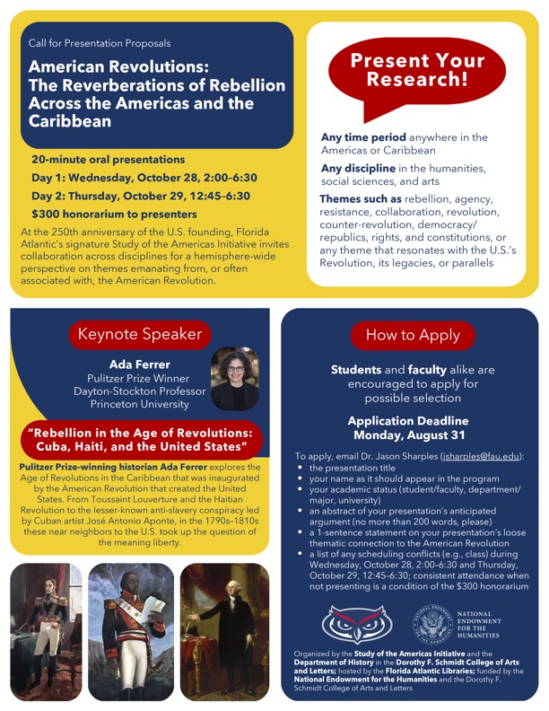 American Revolutions Symposium flyer and call for presentations