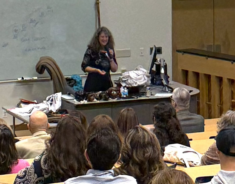 Ilaria Serra speaking at a podium