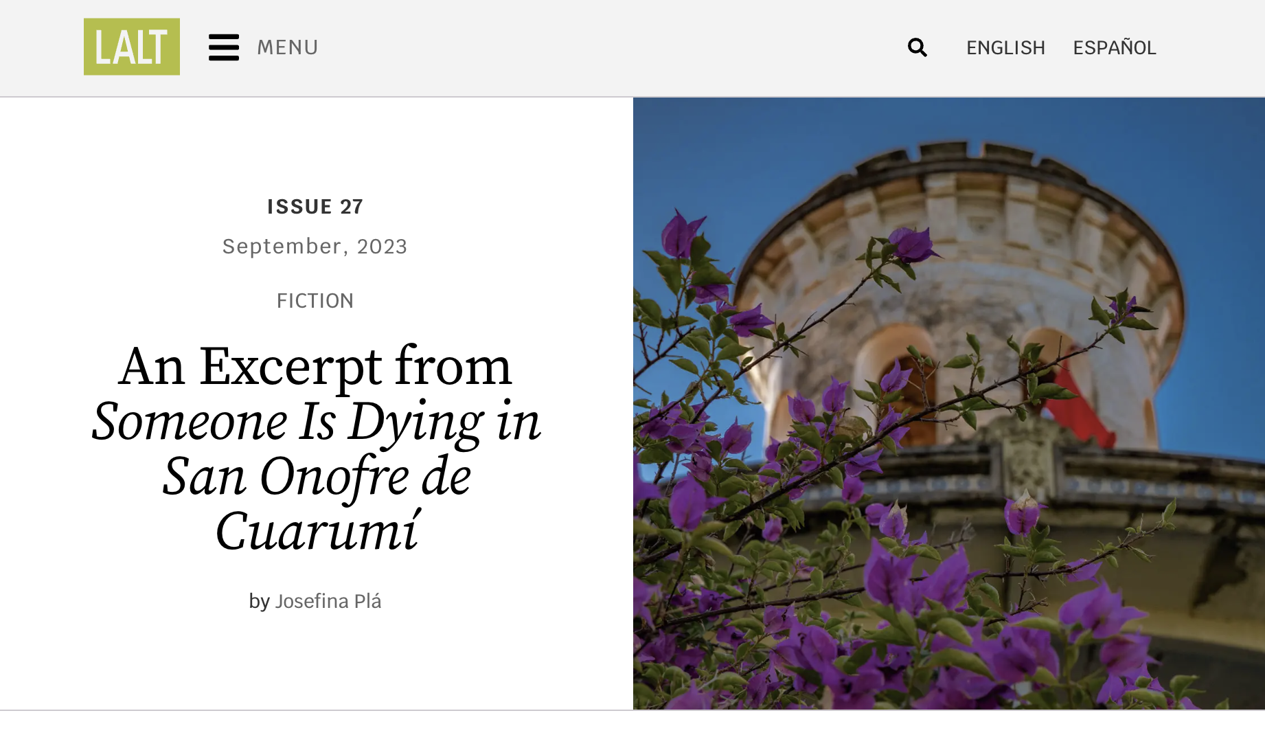 Anne Molinas, CLL Track Student, Translates Excerpt Featured in Latin American Literature Today