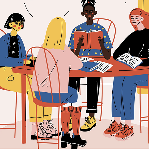 A vertical film strip showing multiple candid portraits of Toni Morrison with gray hair, captured in different expressions and angles.