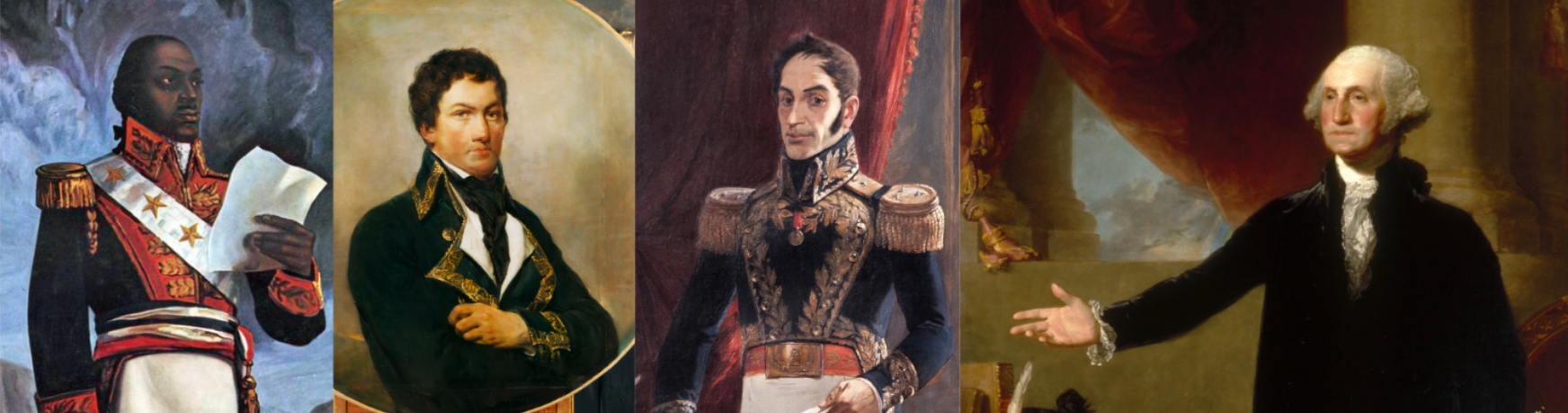 Portraits of Toussaint Louverture, Miranda, Boliver, and Washington