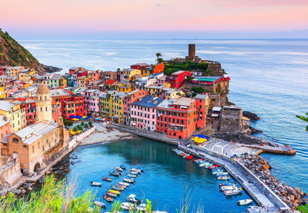 Brightly Colored Houses and Town in La Spezia