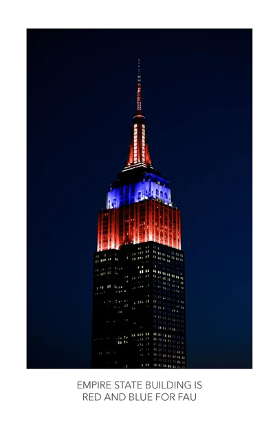 Empire State Building lit with FAU colors