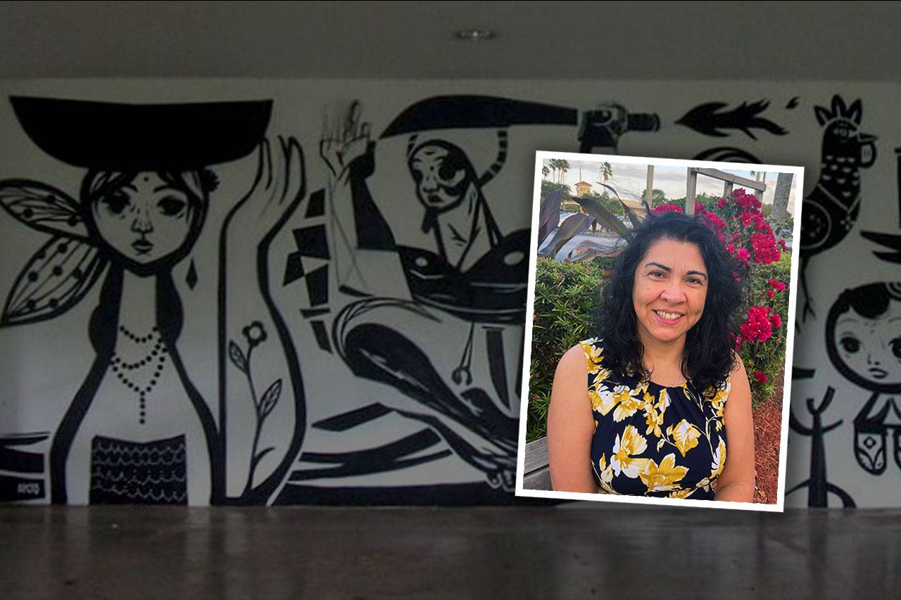 Background image: Grafite, Paulo Speto, Museu Afro Brasil, São Paulo; Image right: Alejandra Aguilar Dornelles, Ph.D