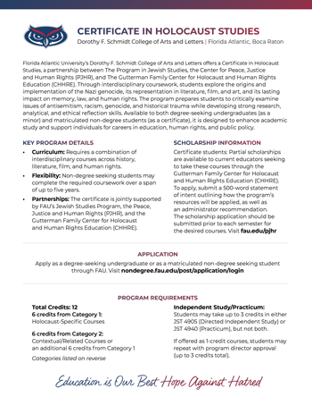 Minor/Certificate Holocaust Studies Flyer