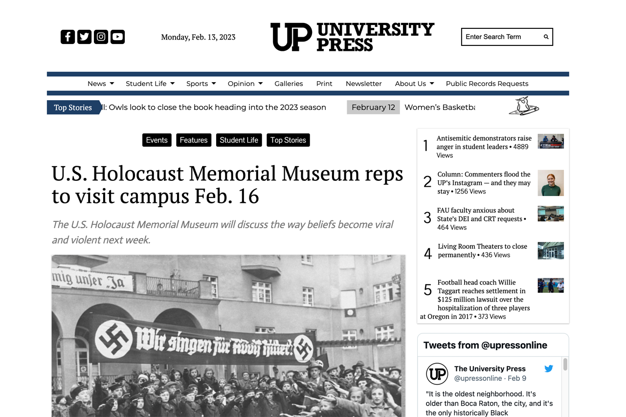 U.S. Holocaust Memorial Museum reps to visit campus Feb. 16