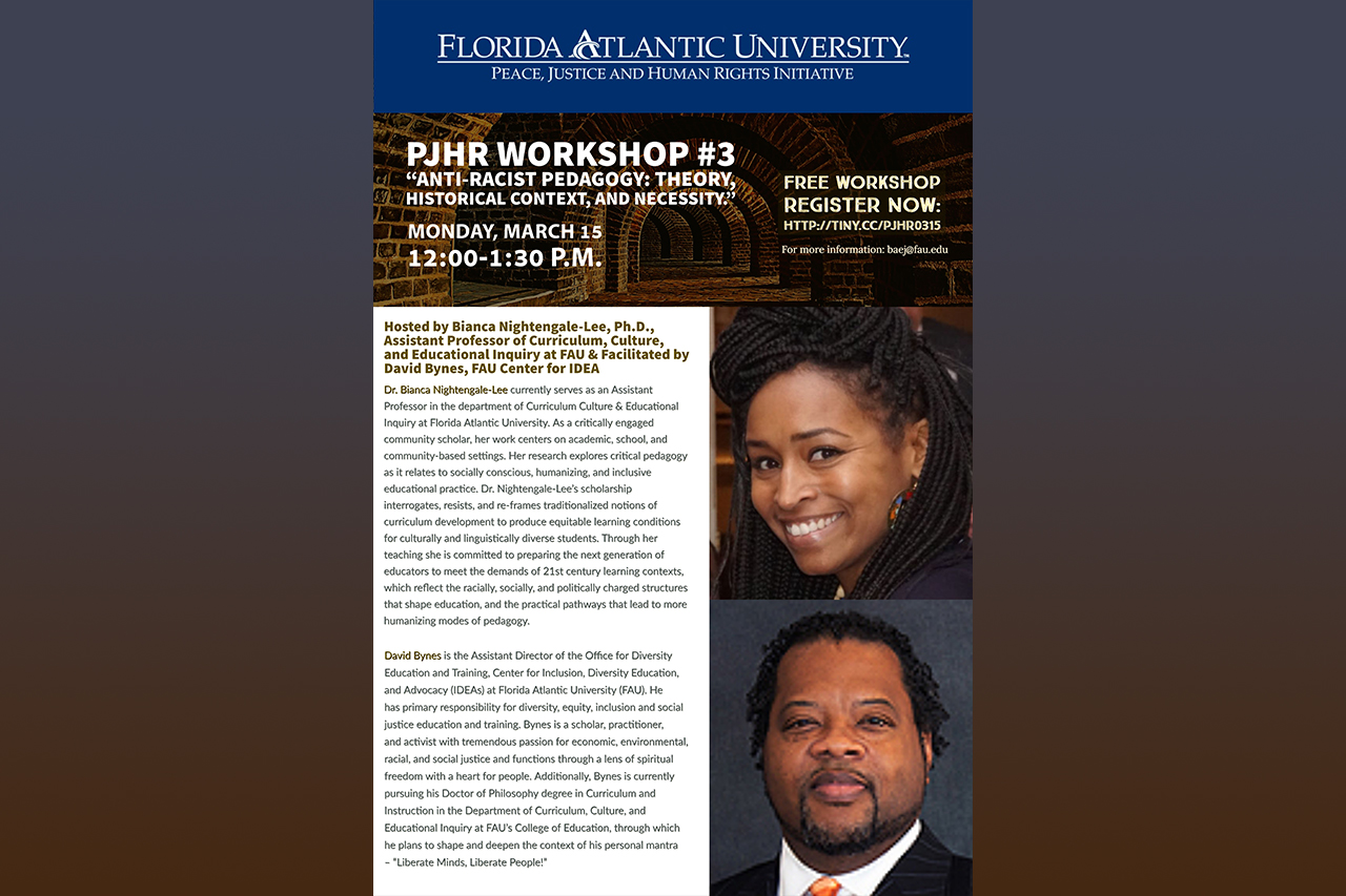 Bianca Nightengale-Lee, Ph.D., Assistant Professor of Curriculum, Culture, and Educational Inquiry at FAU & Facilitated by David Bynes, FAU Center for IDEA 