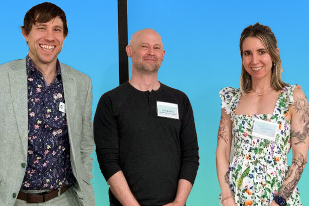 The Fourth Annual Philosophy of Video Games Conference Organizer Nicholas Baima with Keynote Speaker Christopher Bartel and co-organizer Sarah Malanowski