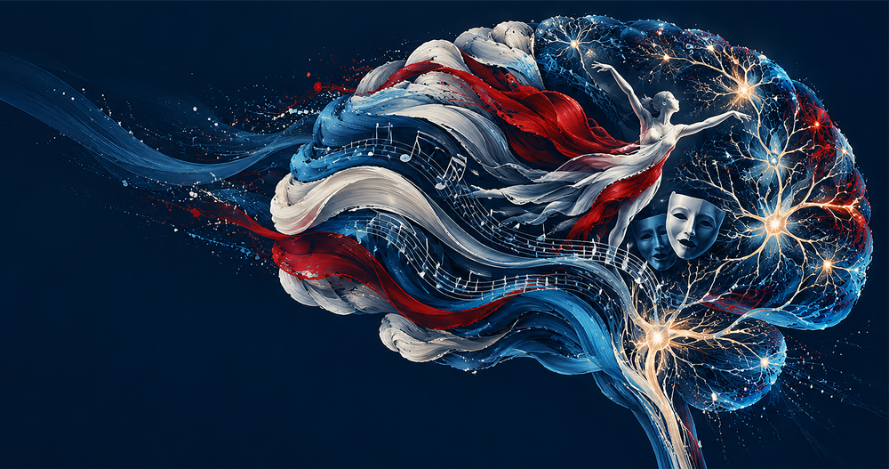 Graphic depiction of arts illustrated in the brain