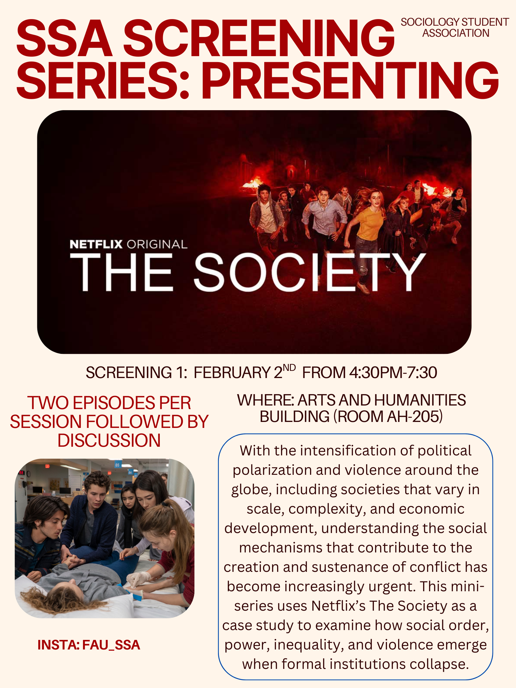 Flyer containing information of screening event.