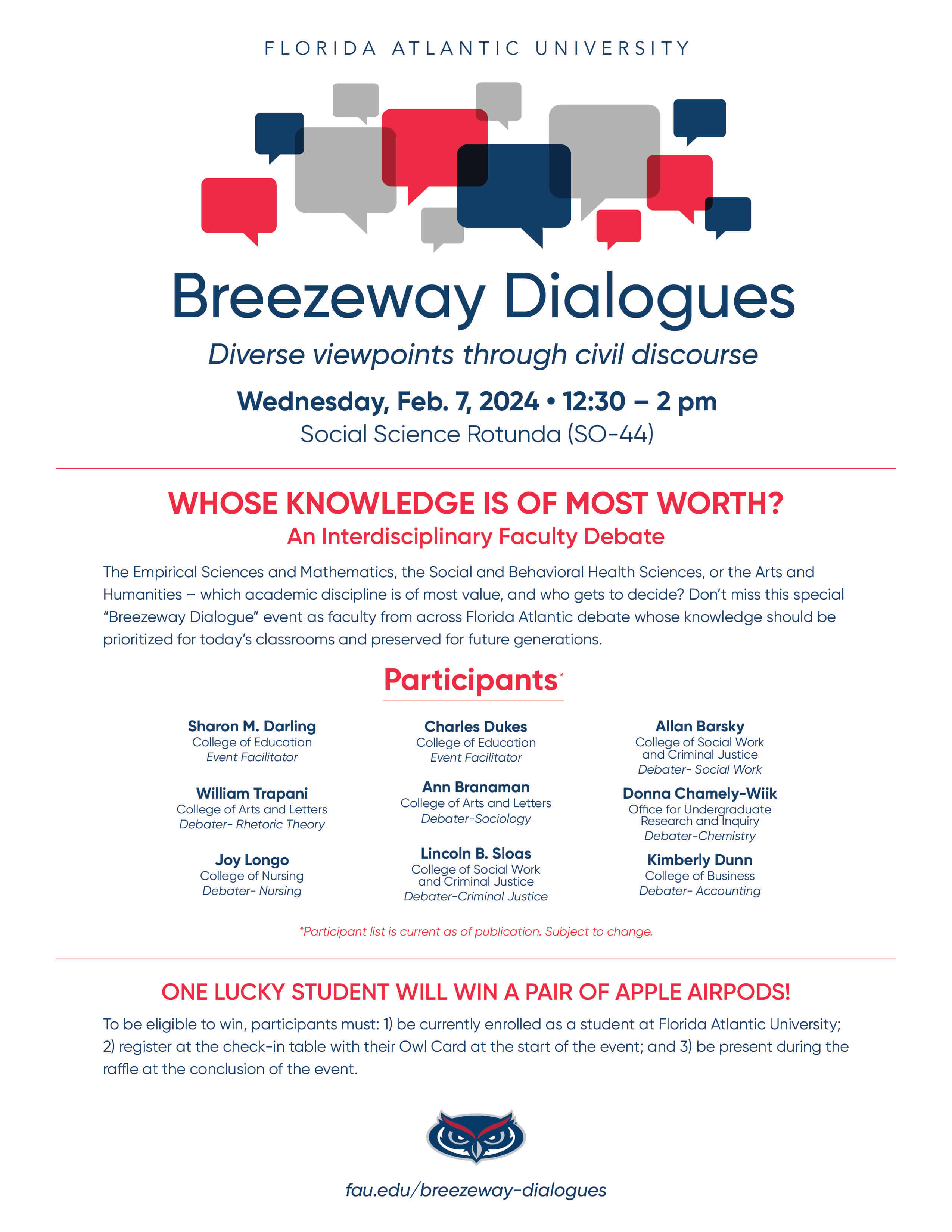 Breezeway Dialogue Poster: Whose Knowledge is of Most Worth? An Interdisciplinary Faculty Debate.