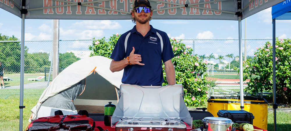 Gear rental pop up tent to showcase equipment