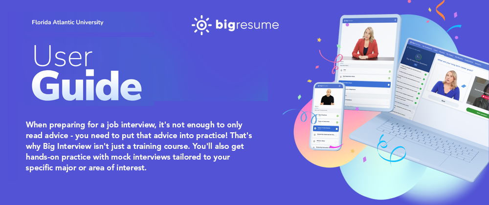 BigResume graphic banner that depicts software screens on mobile, tablet and desktop devices