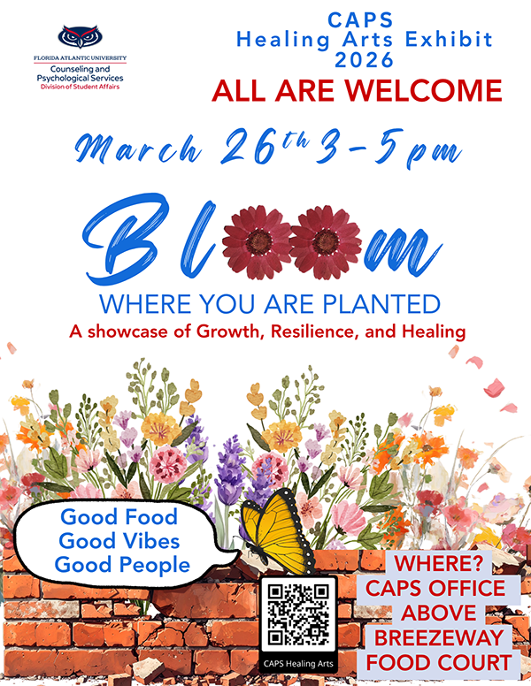 Bloom 2026 graphic flyer with flowers and dates