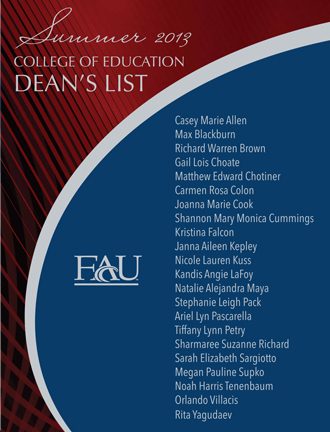 Summer 2013 Dean's List