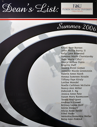 Summer 2006 Dean's List