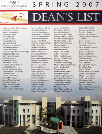 Spring 2007 Dean's List
