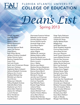 Spring 2013 Dean's List