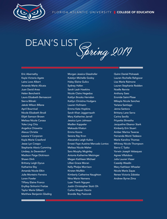 Spring 2019 Dean's List