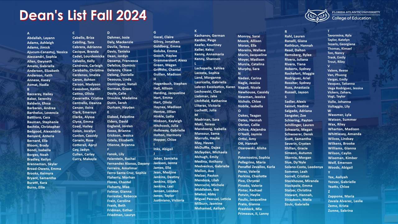 Fall 2024 Dean's List