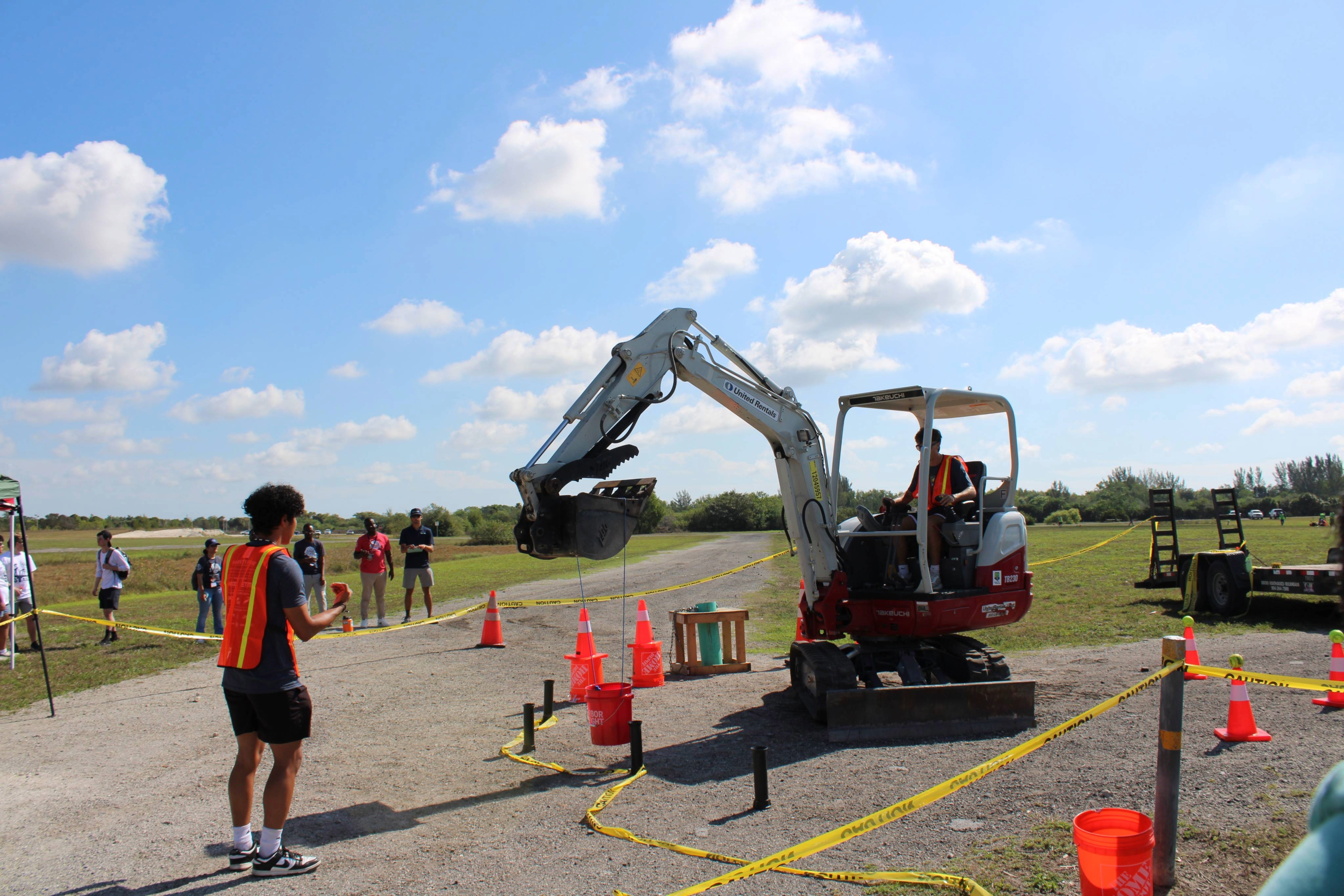 Student operating contstruction equipment.