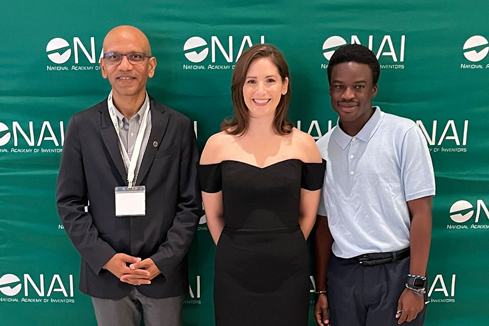 Hari Kalva, Ph.D., Dana Vouglitois and Danny Alice representing Florida Atlantic University at the National Academy of Inventors Annual Meeting in Washington, D.C.