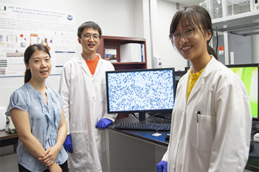 From left): Sarah Du, Ph.D., a senior author and an associate professor; Dr. Yuhao Qiang; lead author, and Jia Liu, co-author, all within FAU's College of Engineering and Computer Science.