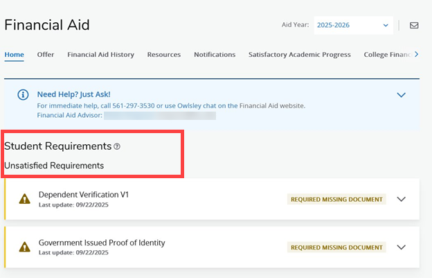 Financial Aid Status - Step 5