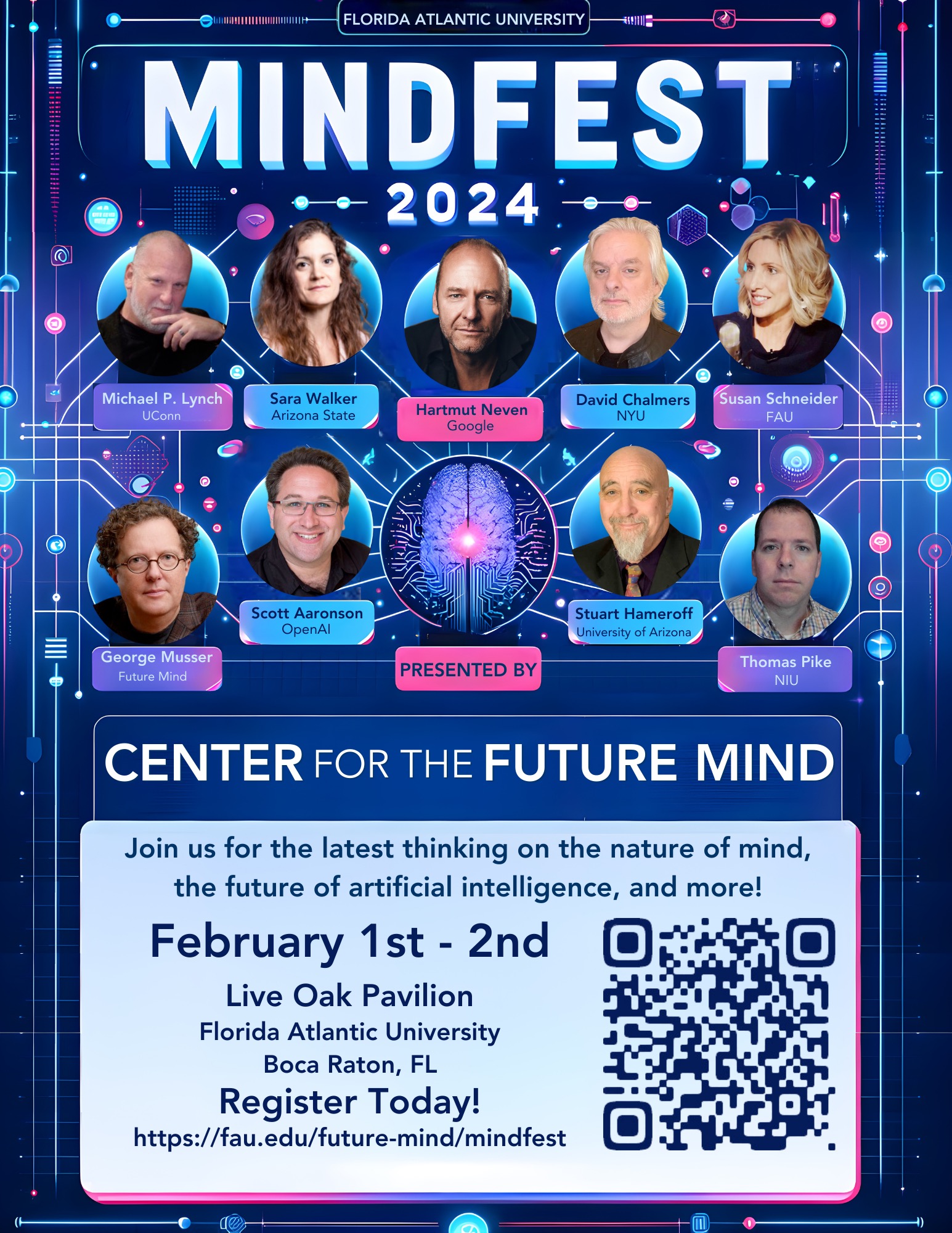 Mindfest flyer - colorful brain and light effects