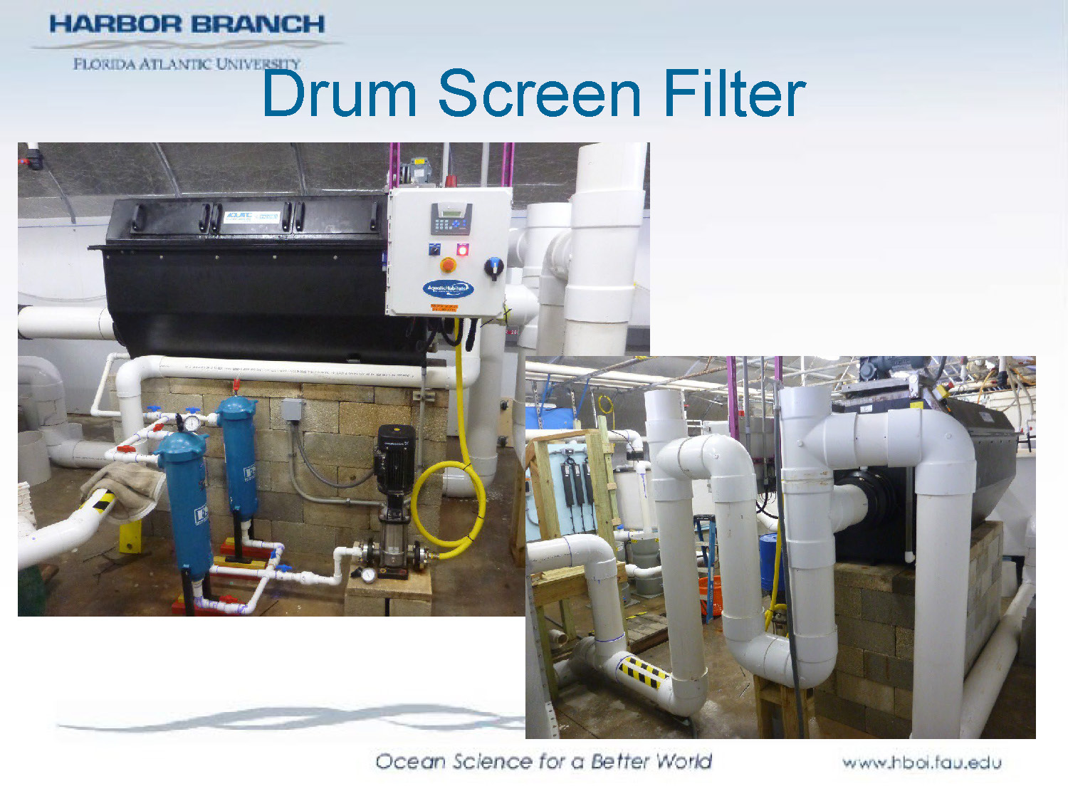 Slide 12: Photograph of the drum screen filter component