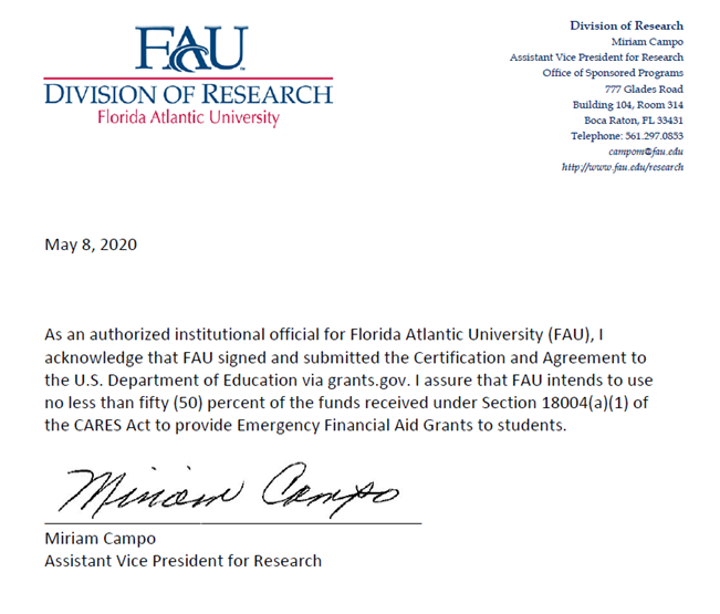 FAU CARES ACT