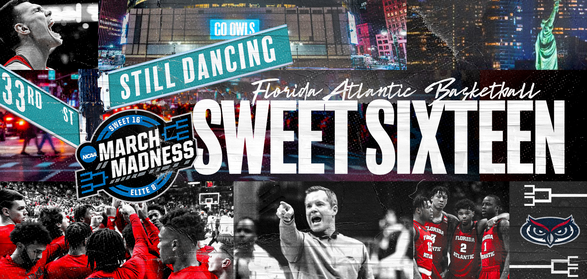 FAU Mens Basketball Image Collage Advancing to Sweet Sixteen tournament
