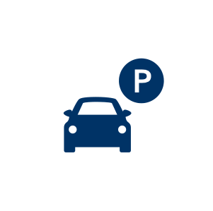 Icon showing a car and a sign with a large P on it