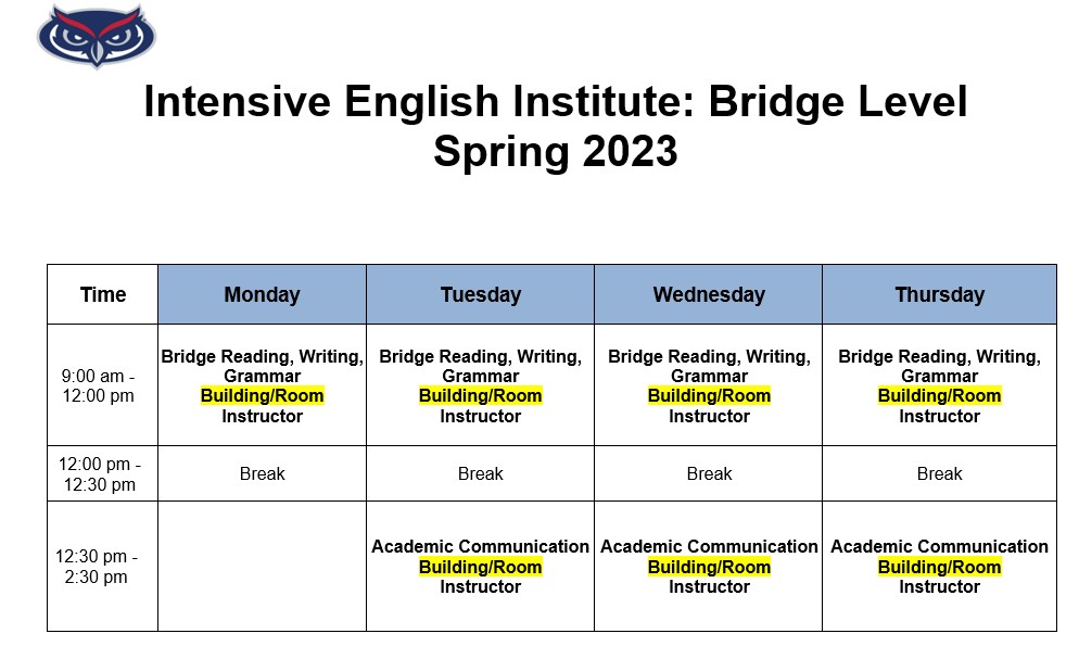 Bridge schedule