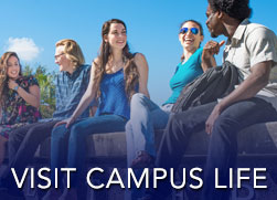Vist Campus Life website - kids sitting on a wall talking