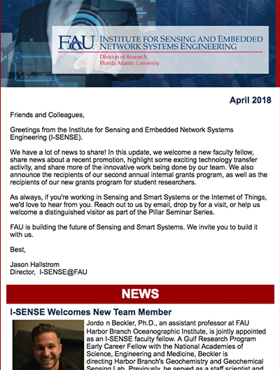 I-SENSE Newsletter April 2018