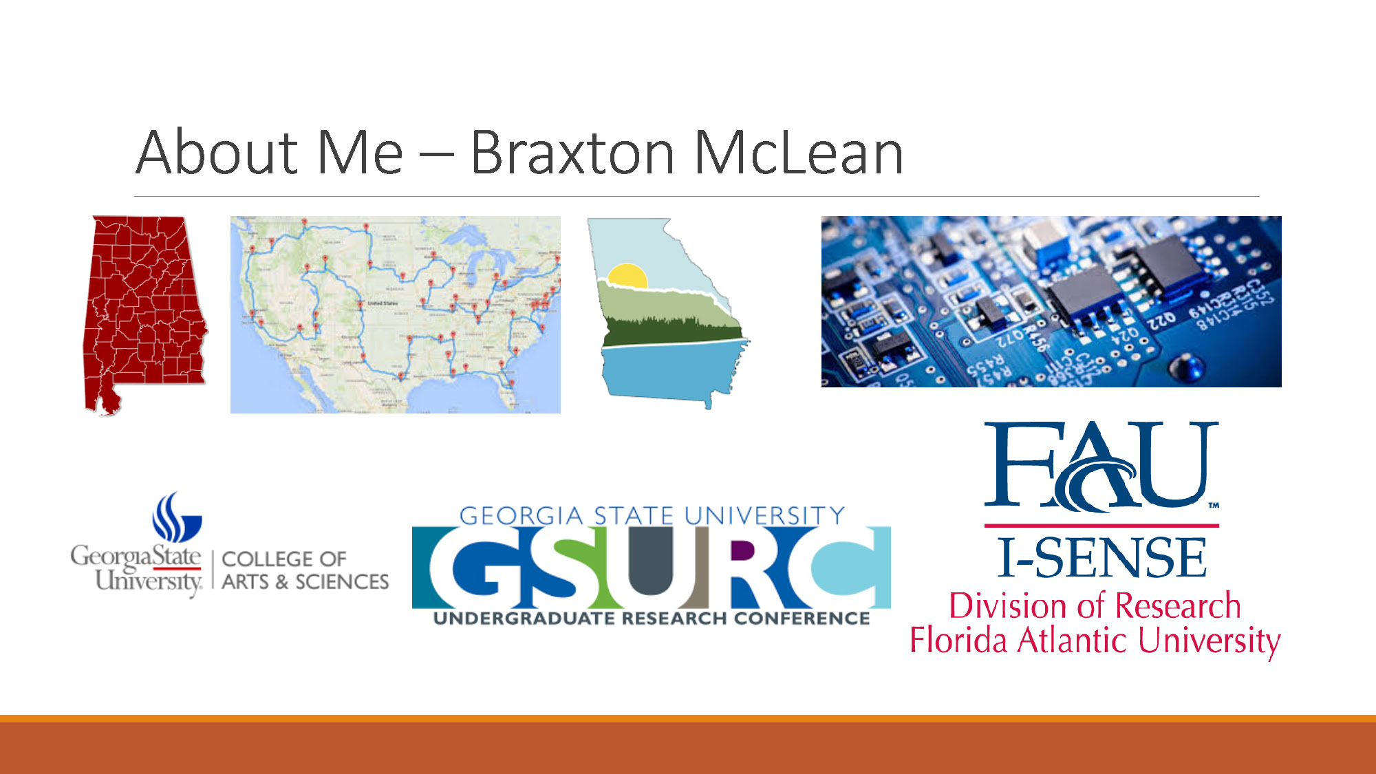 Slide 2: About Me section introducing Braxton McLean