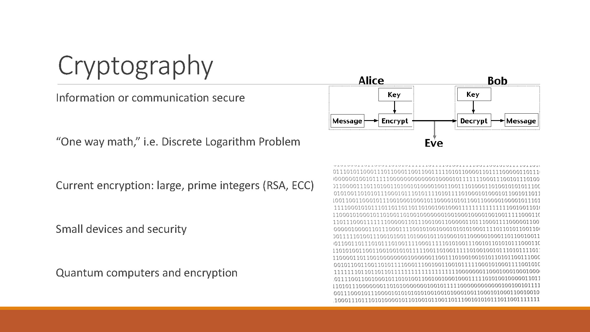 Slide 3: Cryptography overview covering security concepts and encryption methods