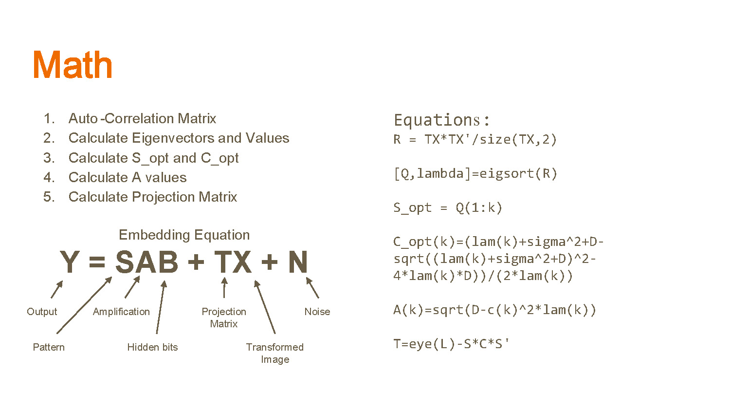 Slide 4: Mathematical formulations and embedding equations for the OSS algorithm
