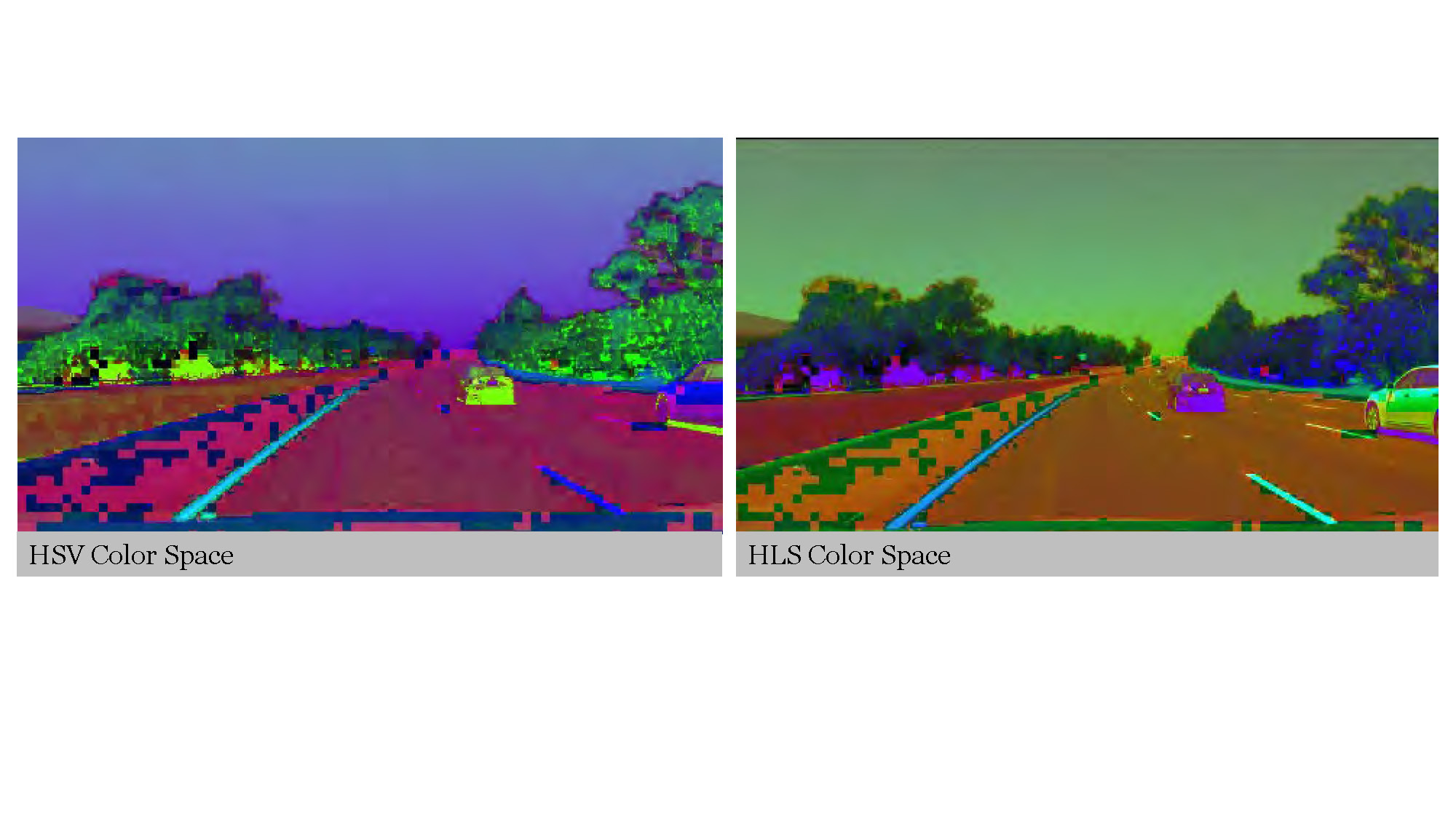 Slide 9: Color space comparison showing HSV and HLS color models