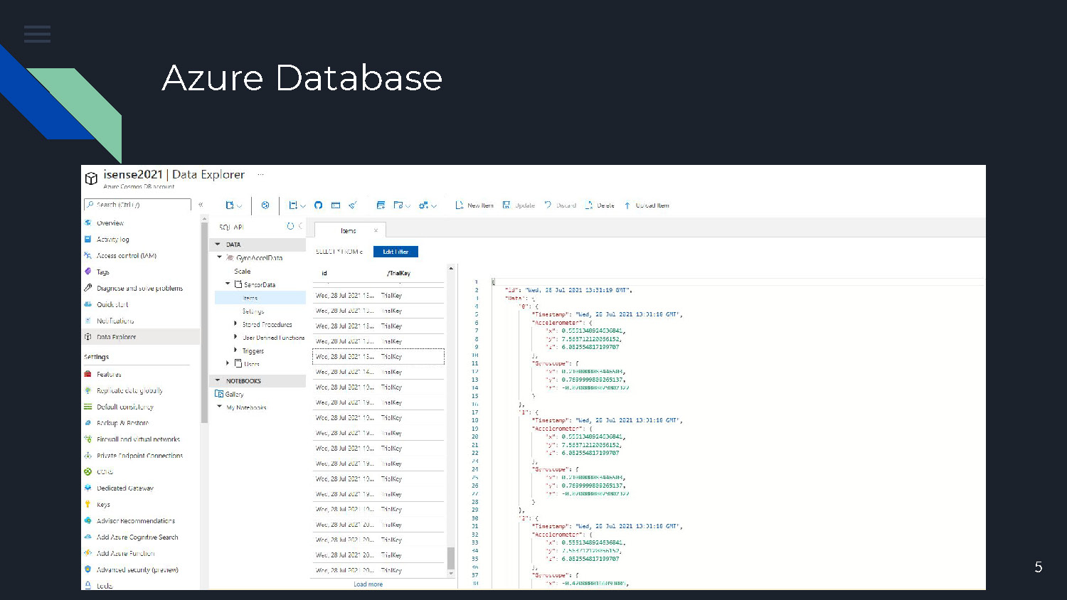Slide 5: Azure Database integration for data storage and management