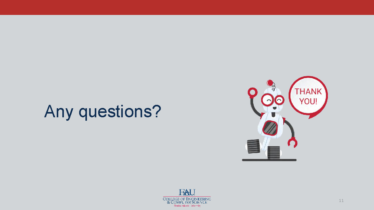 Slide 11: Questions slide for presentation conclusion