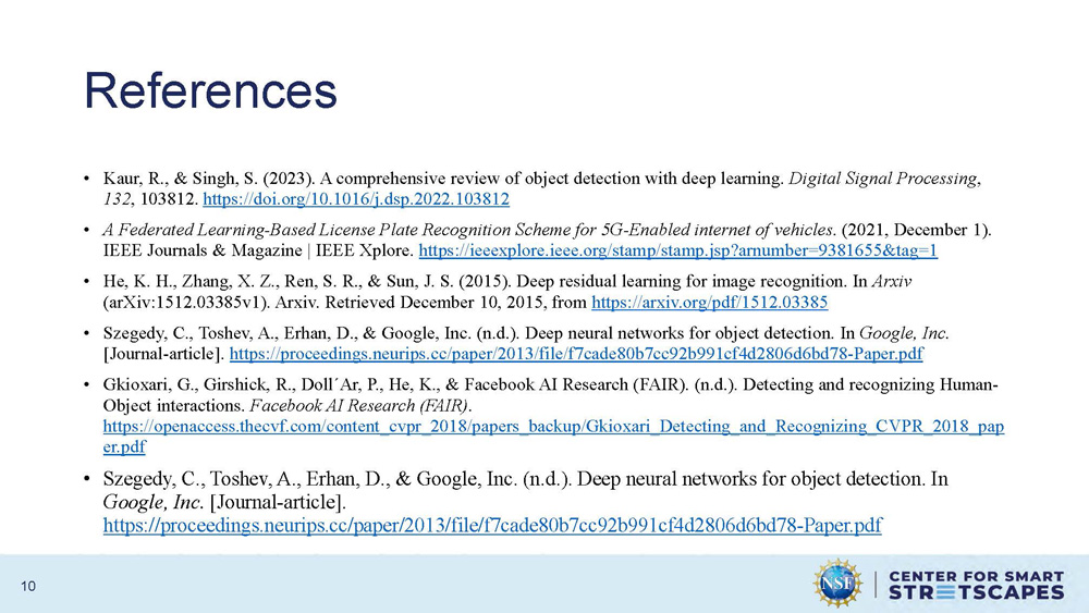 Slide 10: References section listing academic papers and research sources