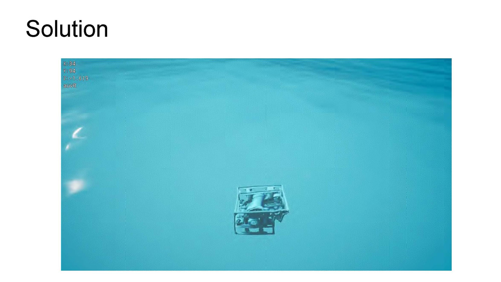Slide 4: Solution showing a digital twin simulation approach for underwater robotics