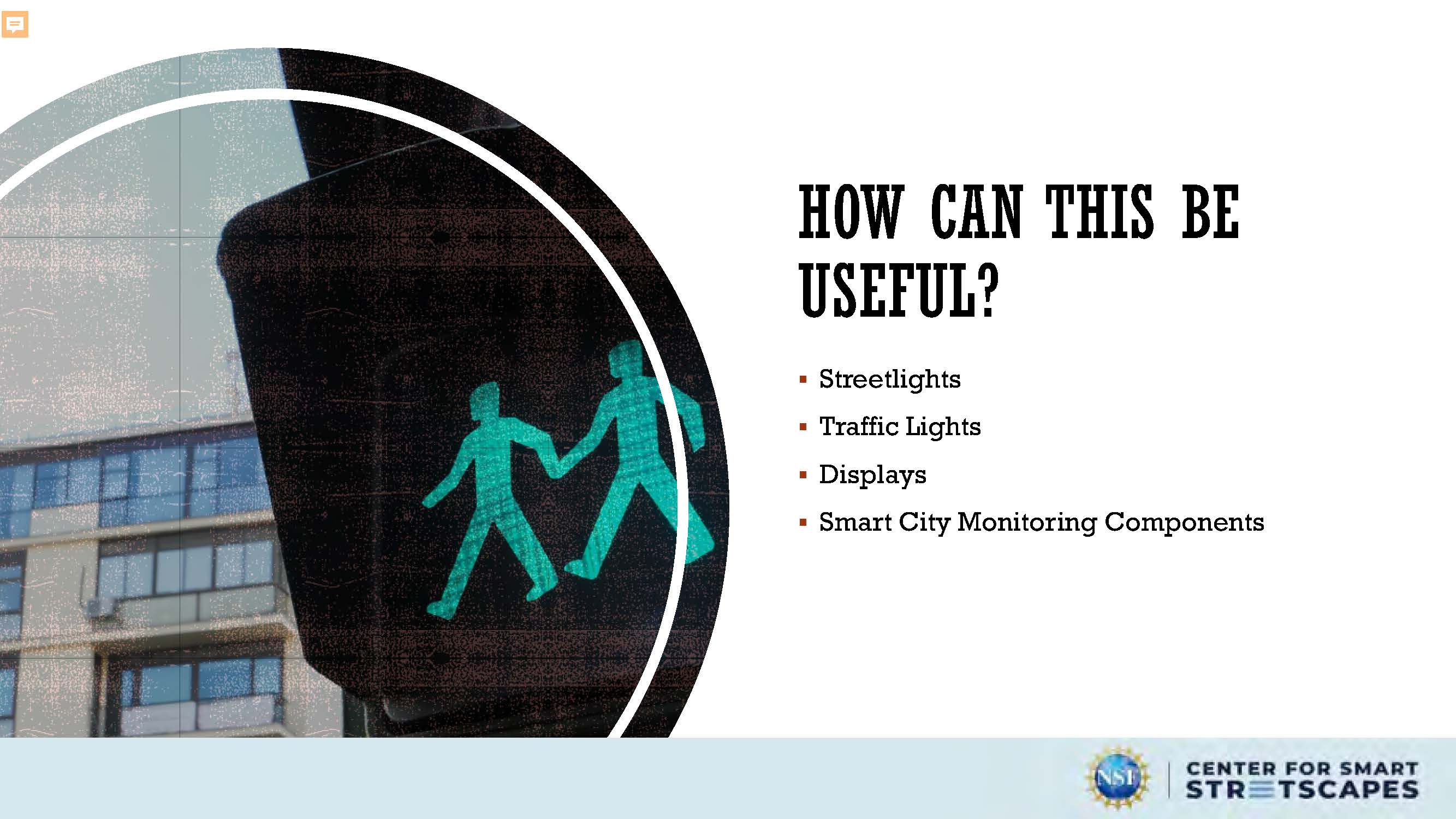 Slide 2: Words, streetlights, traffic lights, displays, and smart city monitoring components with visual icons